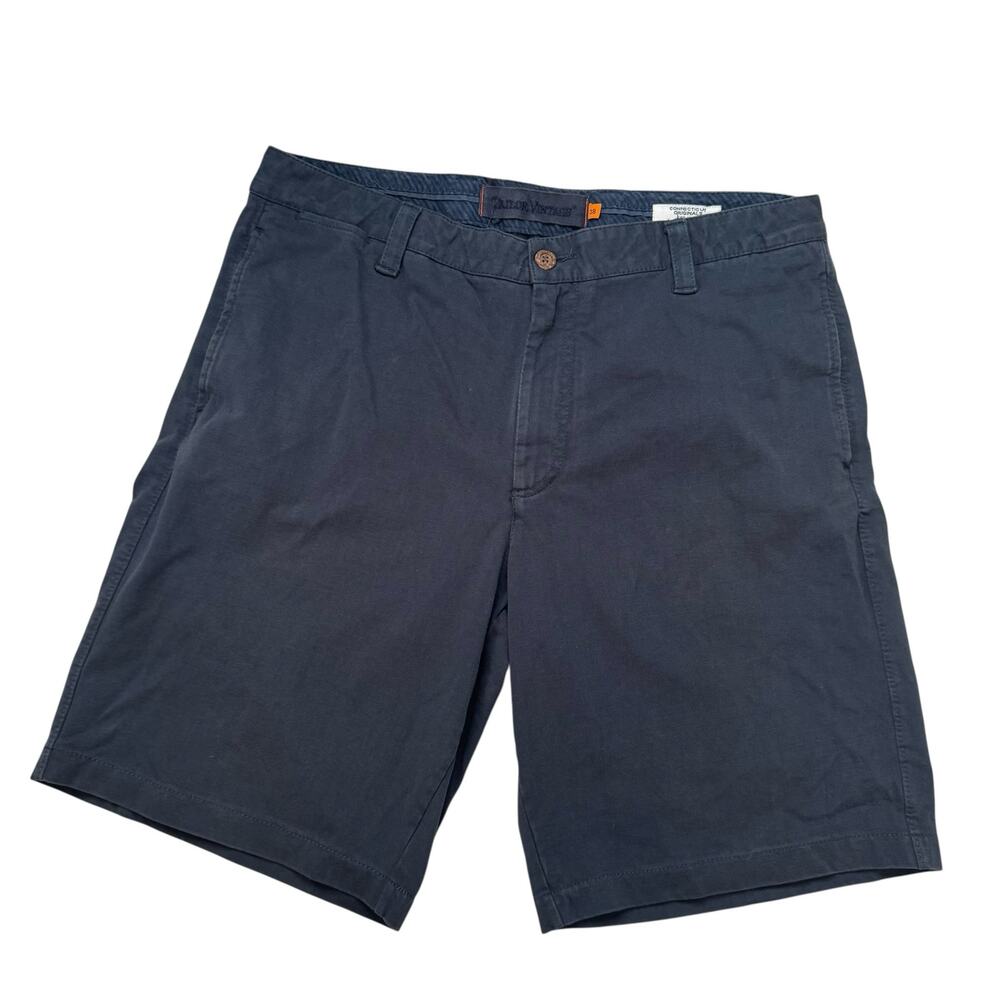 TAILOR VINTAGE Solid Soft Washed Shorts Nautical Blue Size 38 Mens 100% Cotton